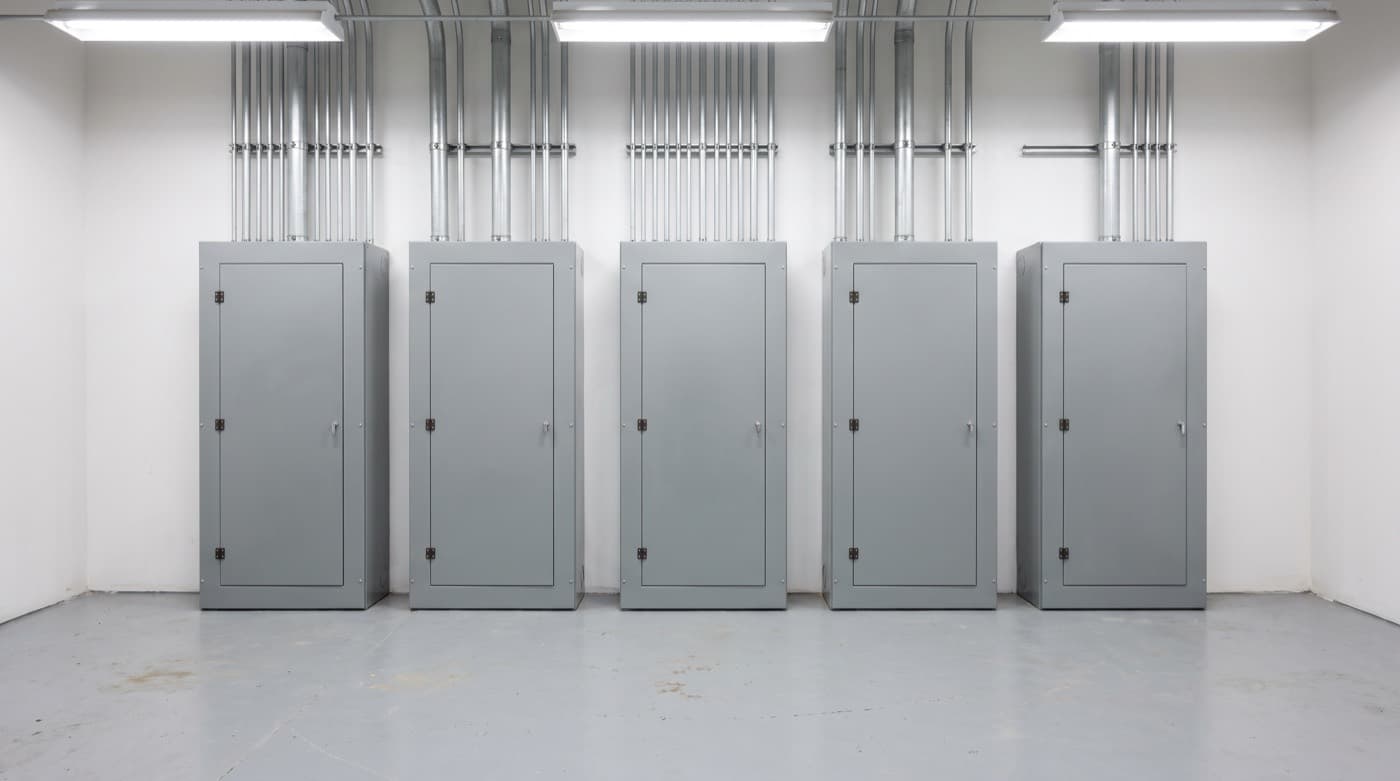 Tableros eléctricos de distribución industrial con interruptores y barras de cobre